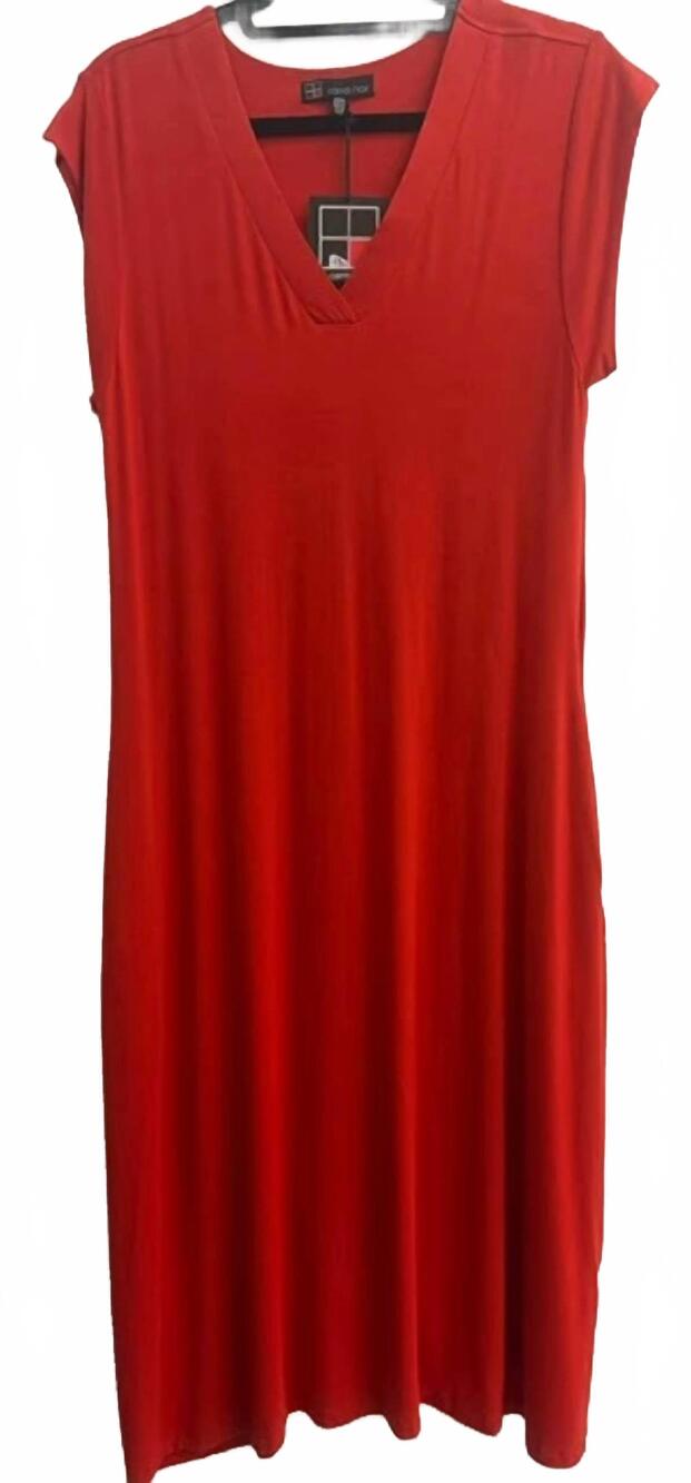 NEW CARRE NOIR women's sleeveless maxi dress in red